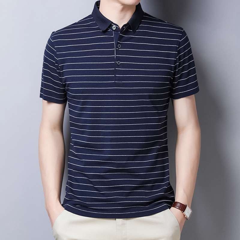 Mens Casual Striped Polo